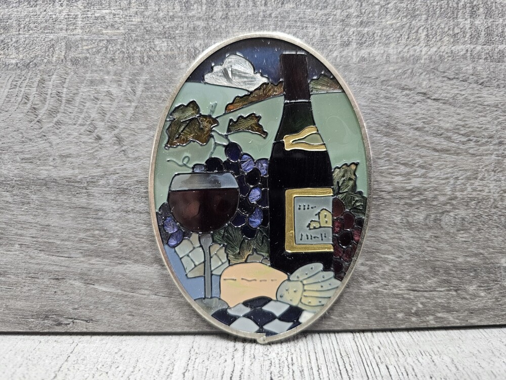 Tiffany Style 3D Wine Grape Cluster Glass Cheese Mountains 4" Suncatcher G16c10